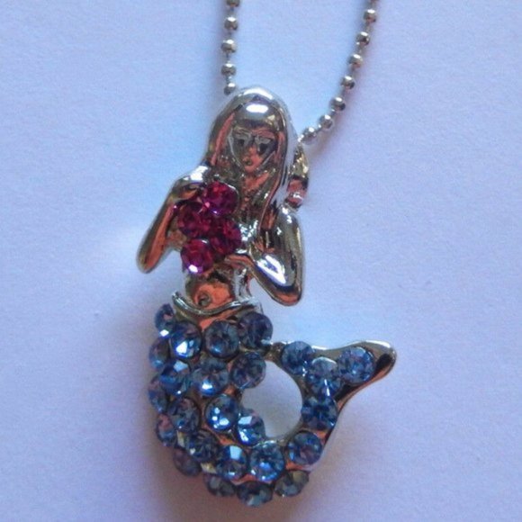 LAUREN SPENCER MERMAID BLUE/PINK CRYSTALS EARRINGS - Picture 6 of 6